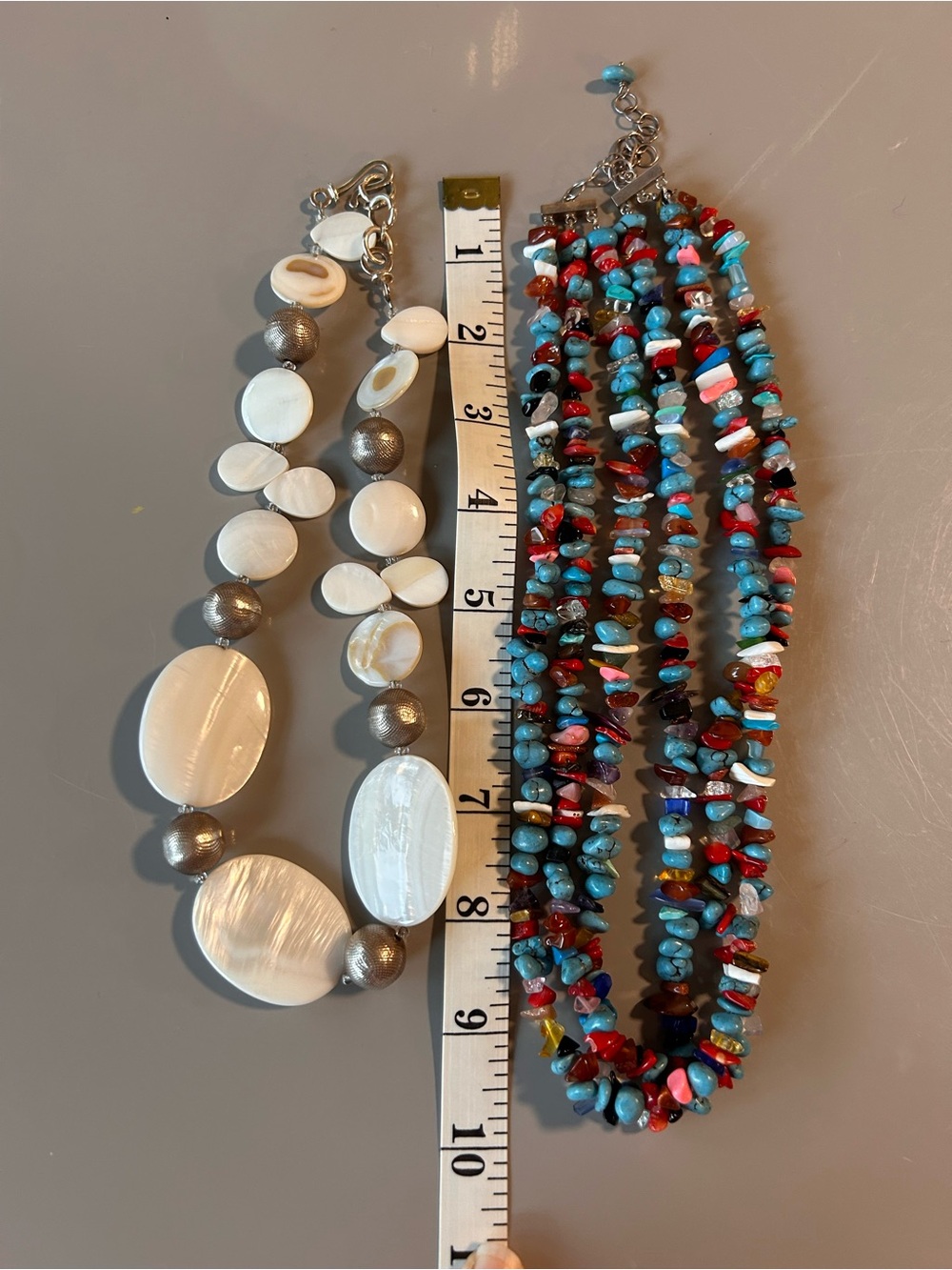 Lot of turquoise mother of pearl etc natural semi precious stone necklaces 925 - Picture 9 of 10